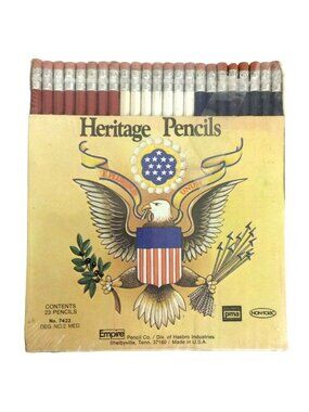 Empire Heritage 23 Pencils No 2 Medium Red White Blue Vintage 1972